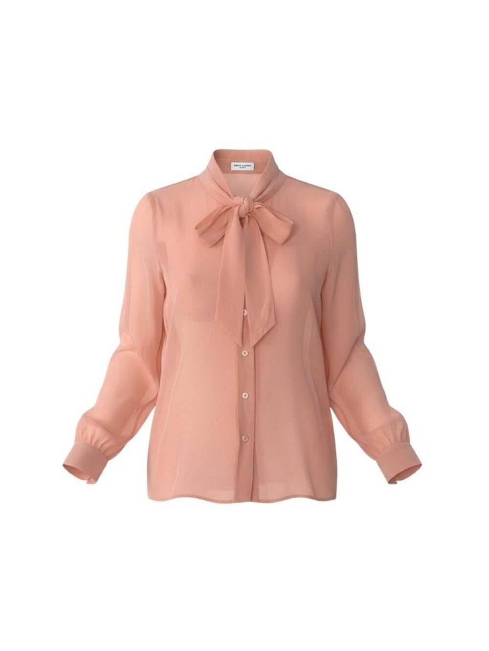 Saint Laurent Silk Shirt Long Sleeve Top Orange Beige 36